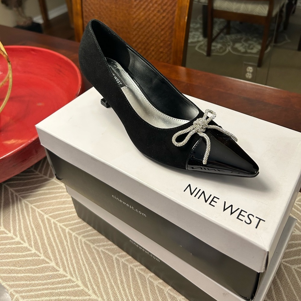 Nine West Black Heels with Silver Accent